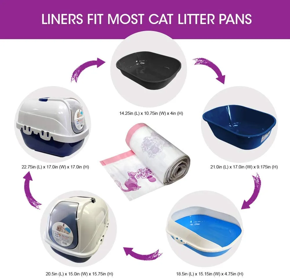 15 Count Fresh Kitty Litter Box Liners Super Thick, Durable, Easy Clean up Jumbo Drawstring Scented Litter Pan Box Liners, Bags for Pet Cats