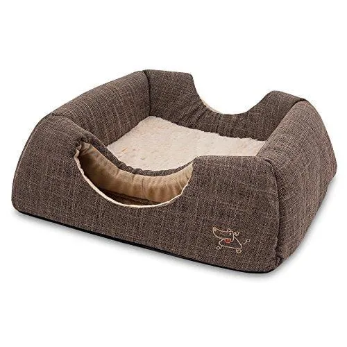 2-in-1 Cat Bed and Cave - with Plush Lining by Best Pet Supplies, Medium, Dark Brown