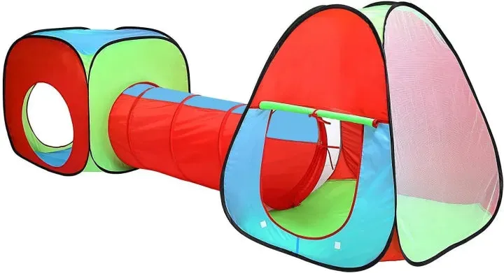 3 in 1 Children's, Kids Pop Up Play Tent and Tunnel Set -Foldable Pop up Kids Toddler Play Tent for Boys, Girls, Indoor Outdoor Use with Tunnel