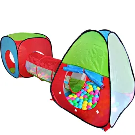3 in 1 Children's, Kids Pop Up Play Tent and Tunnel Set -Foldable Pop up Kids Toddler Play Tent for Boys, Girls, Indoor Outdoor Use with Tunnel