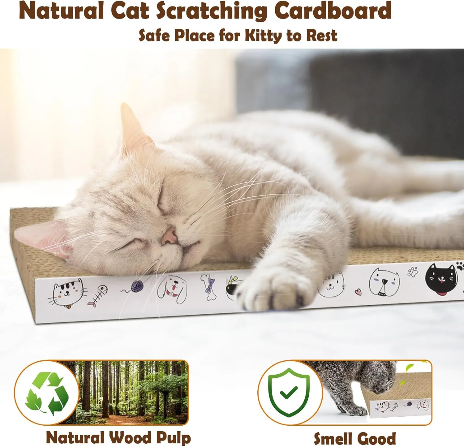 3 Pack Cardboard Cat Scratcher Refill Cat Scratch Pad Durable Cat Scratchers for Indoor Cats Kitten 16.5 x 8 x1 Inch Reversible Cat Scratching Board to Protect The Furniture (Lovely Pets)