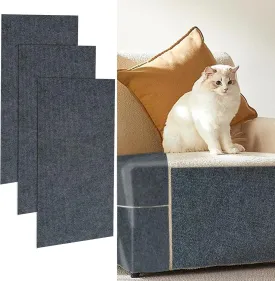 3Pack Cat Scratching Mat, 23.6 x 11.8 in Trimmable Self-Adhesive Cat Scratch Carpet DIY Climbing Cat Scratcher Cat Tree Shelves Couch Furniture Protector (Light Grey)