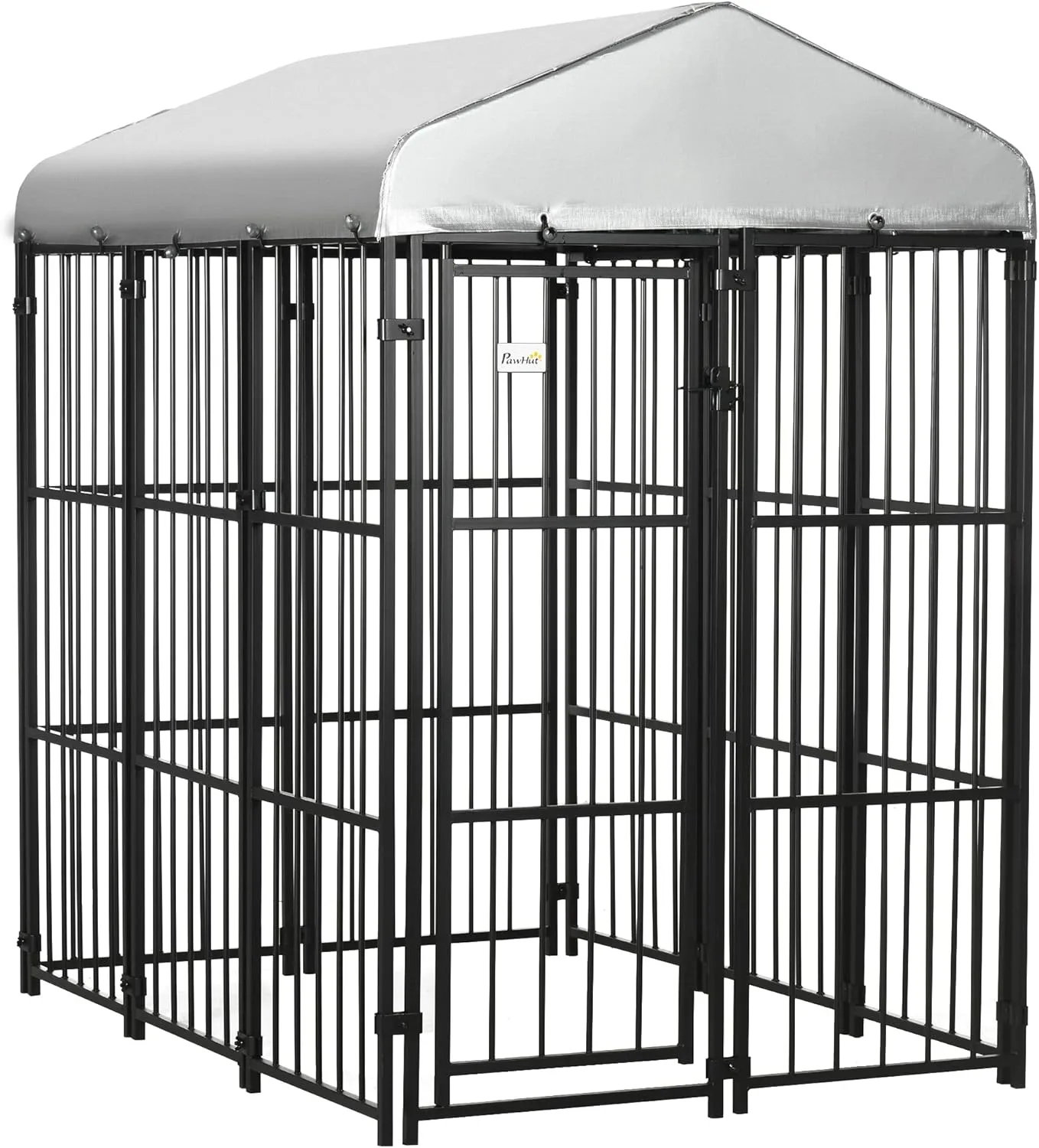 6' x 4' Dog Kennel, Outdoor Dog Playpen Run with Waterproof, UV Resistant Canopy, Heavy-Duty Chain Link for Medium and Large Dogs