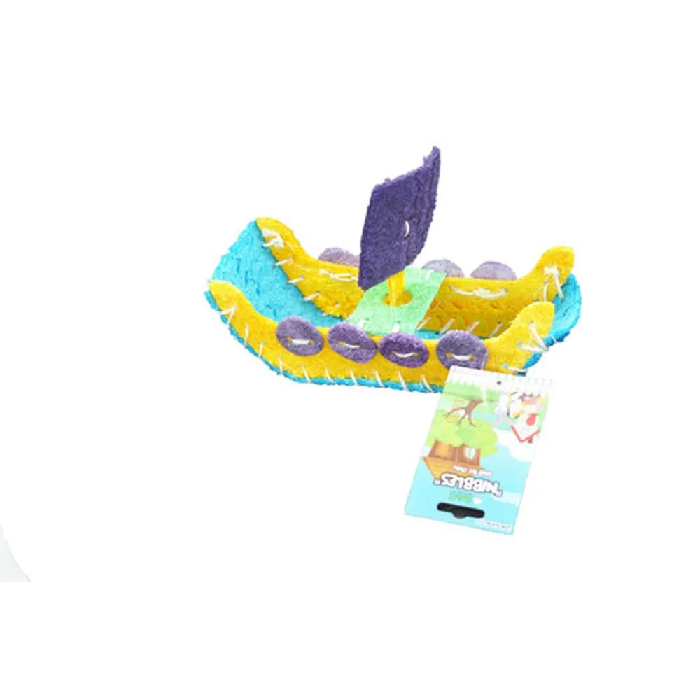 A &E Cages Nibbles Small Animal Loofah Chew Toy Boat; 1ea