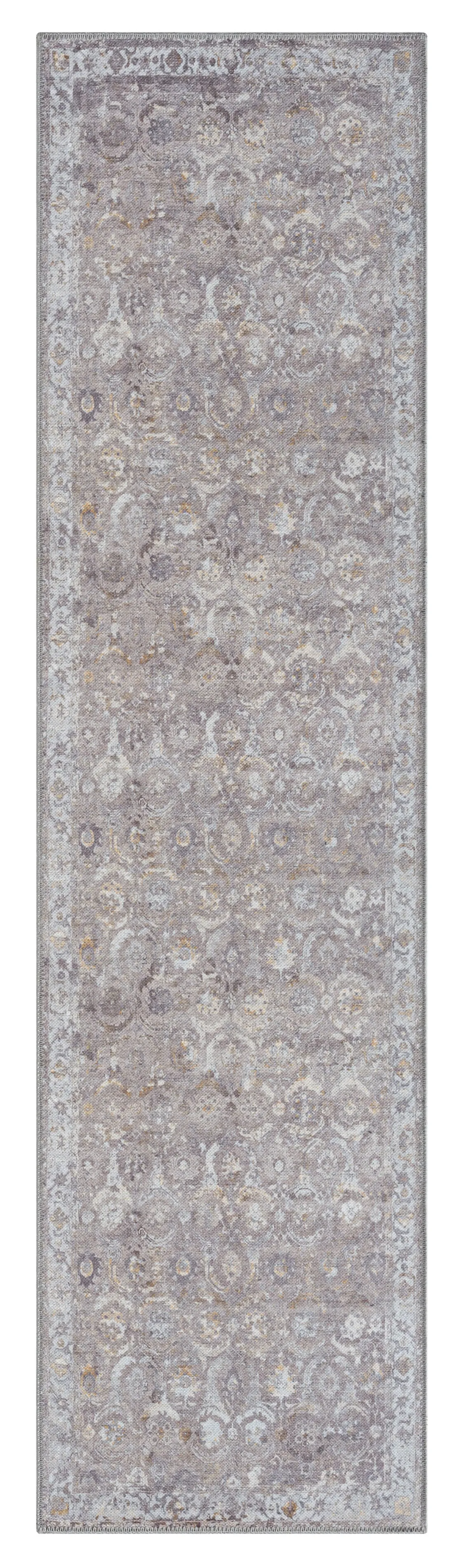 Ava Grey and Gold Traditional Distressed Washable Runner Rug*NO RETURNS UNLESS FAULTY