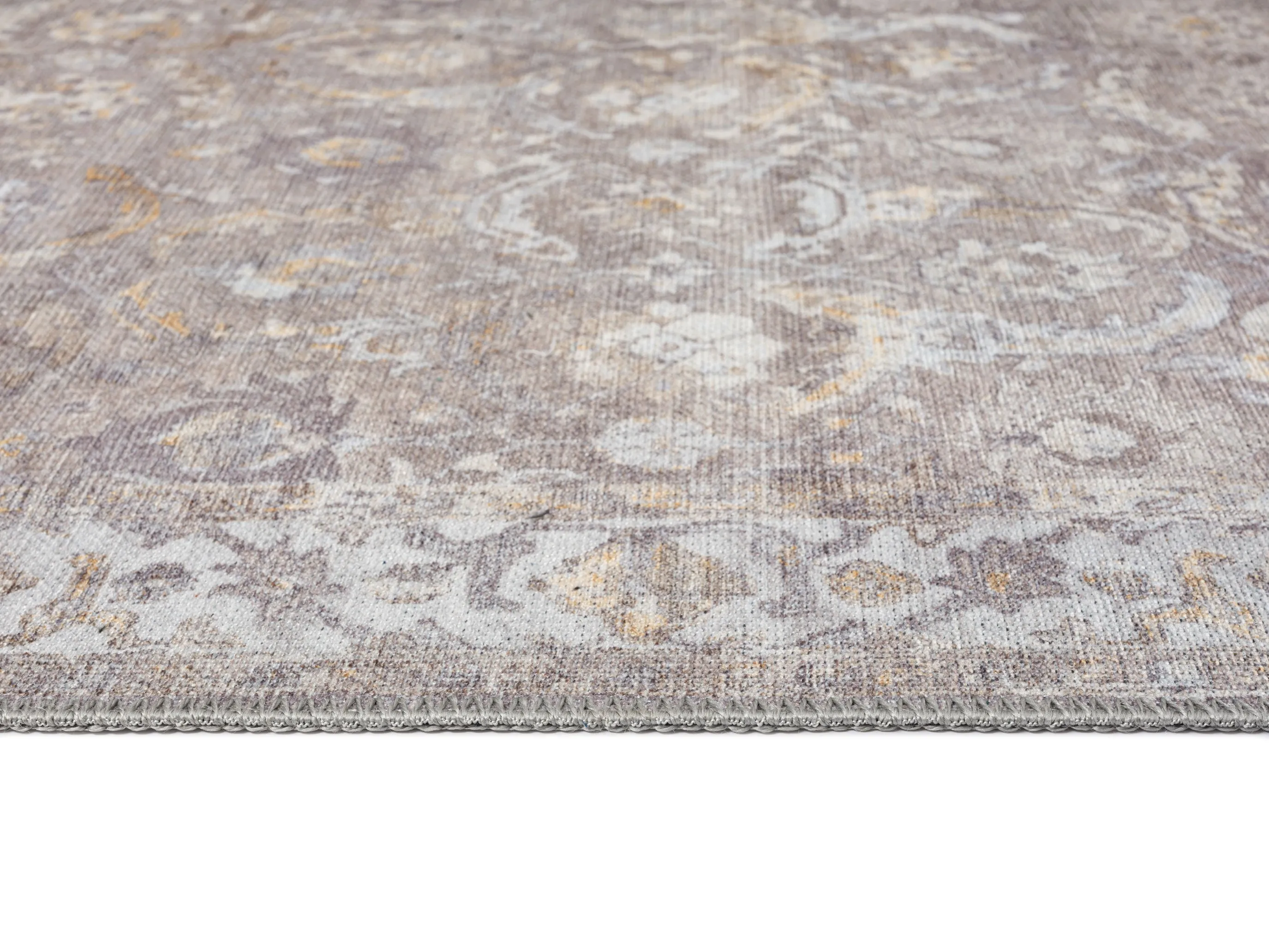 Ava Grey and Gold Traditional Distressed Washable Runner Rug*NO RETURNS UNLESS FAULTY