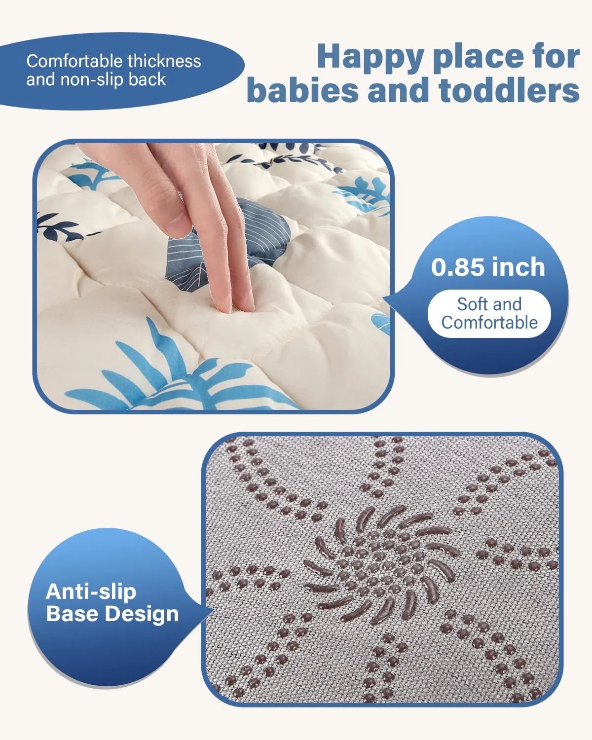 Baby Play Mats for Floor, 71x59 Playpen Mat, Thicken Cushioning Padding Foam Playmate for Baby and Toddlers Infants, Non-Slip & Machine Washable Tummy Time Mat