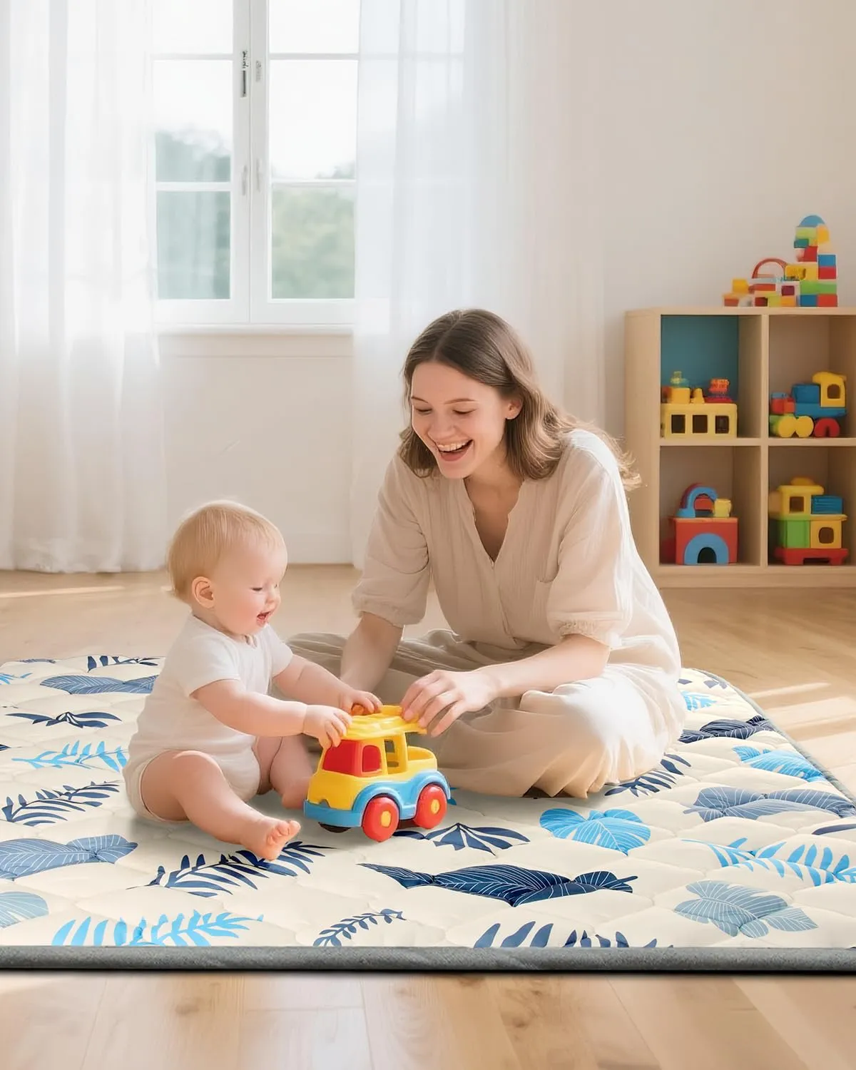 Baby Play Mats for Floor, 71x59 Playpen Mat, Thicken Cushioning Padding Foam Playmate for Baby and Toddlers Infants, Non-Slip & Machine Washable Tummy Time Mat