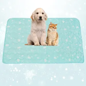 BAMY Cat Cooling Blanket Summer Dog Silk Quilt Pet Mat Cushion Washable Kitten Ice Pad for Bed Couch Sofa, Soft Liquid Pee Proof Pet Furniture (Blue, Large)