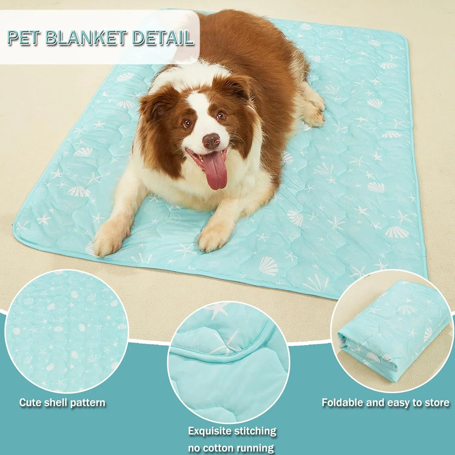 BAMY Cat Cooling Blanket Summer Dog Silk Quilt Pet Mat Cushion Washable Kitten Ice Pad for Bed Couch Sofa, Soft Liquid Pee Proof Pet Furniture (Blue, Large)