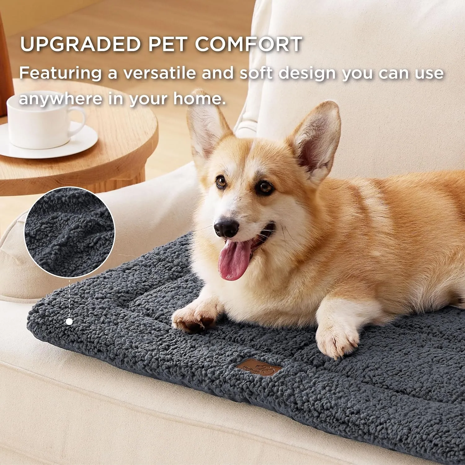 Bedsure Washable Dog Crate Bed for Large Dogs, Reversible Foam Floor Dog Mat, Lightweight Travel Flat Pet Beds for Indoor & Outdoor Dogs (35" x 23", Dark Grey)