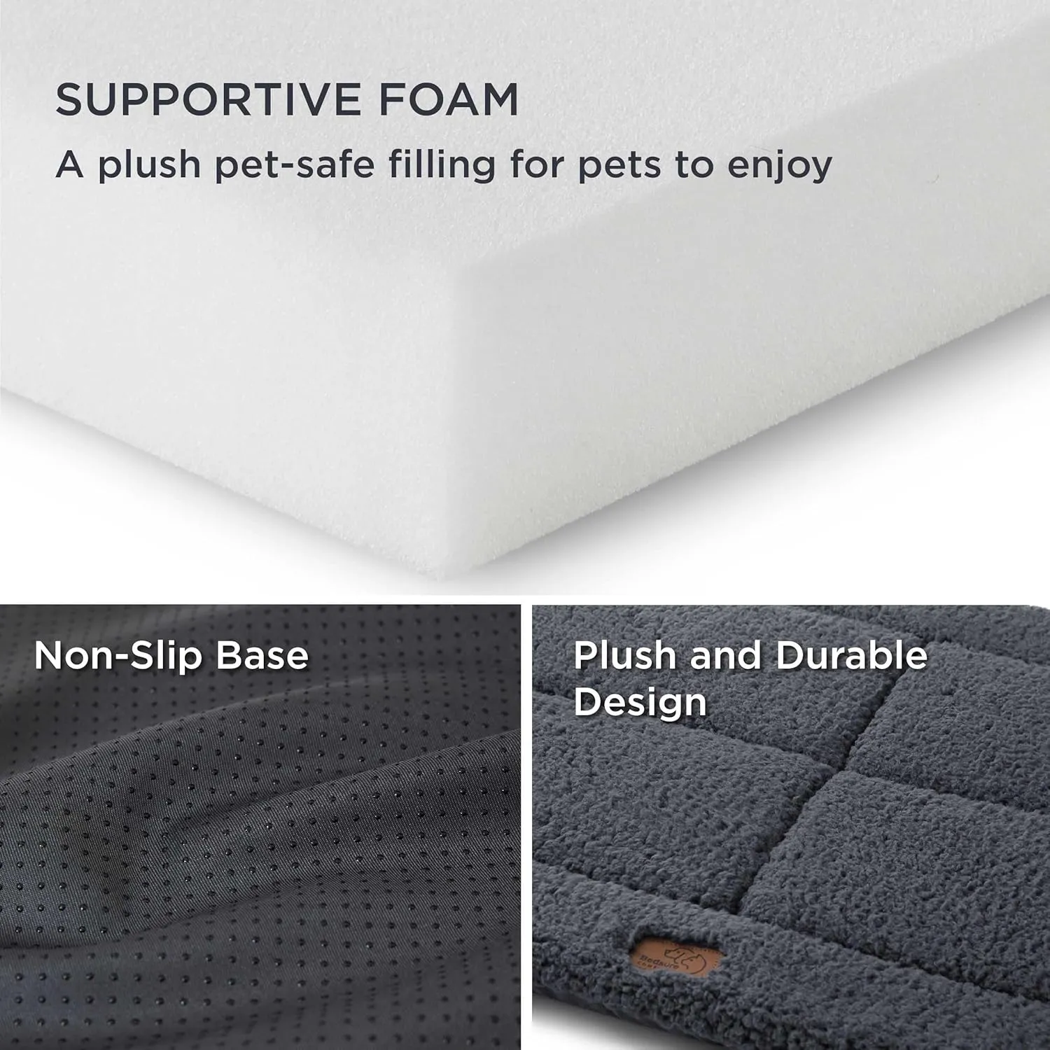 Bedsure Washable Dog Crate Bed for Large Dogs, Reversible Foam Floor Dog Mat, Lightweight Travel Flat Pet Beds for Indoor & Outdoor Dogs (35" x 23", Dark Grey)