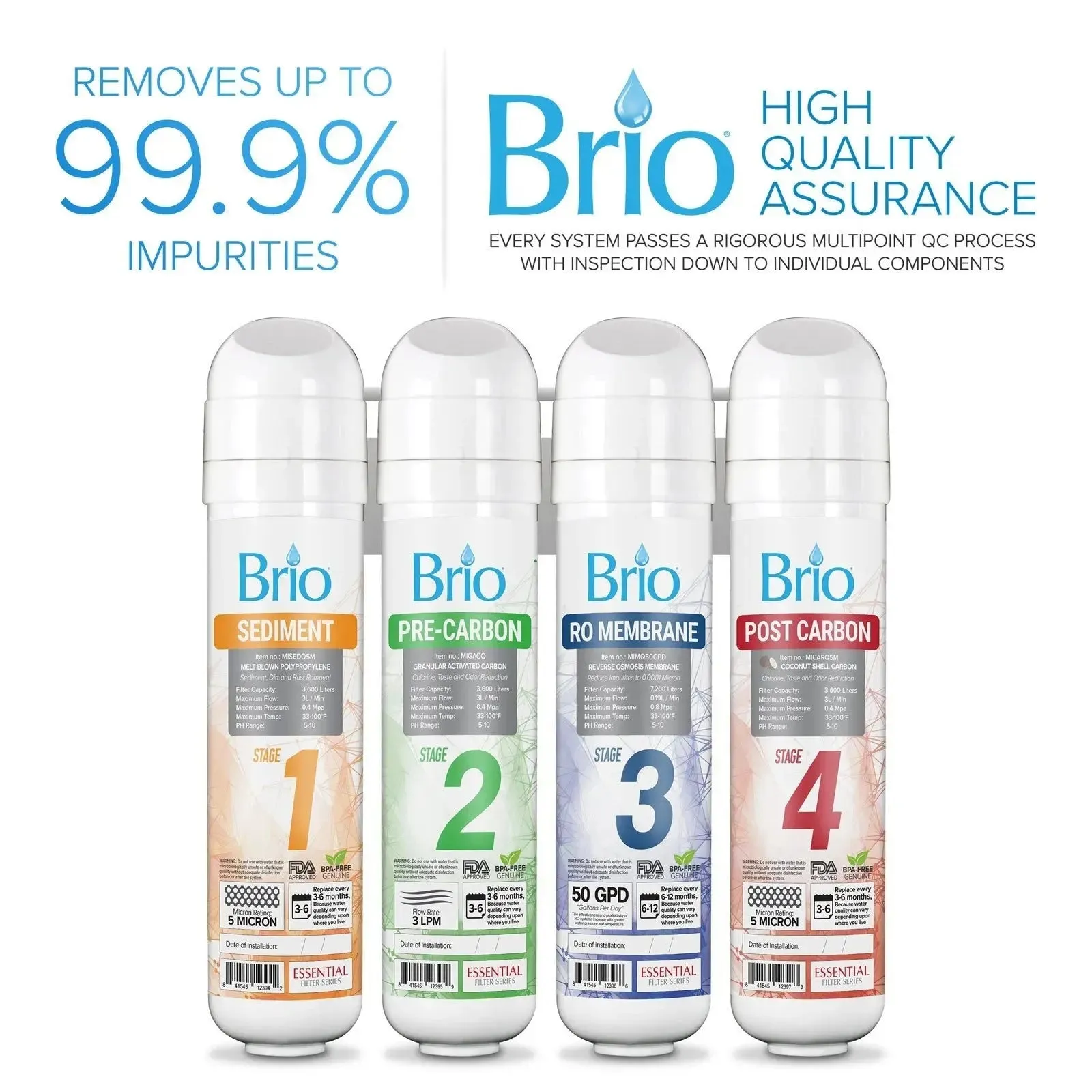 Brio Bottleless 4-Stage Filtration Water Dispenser Tri-Temperature Water Cooler Dispenser, Connect Directly to Your Water Line