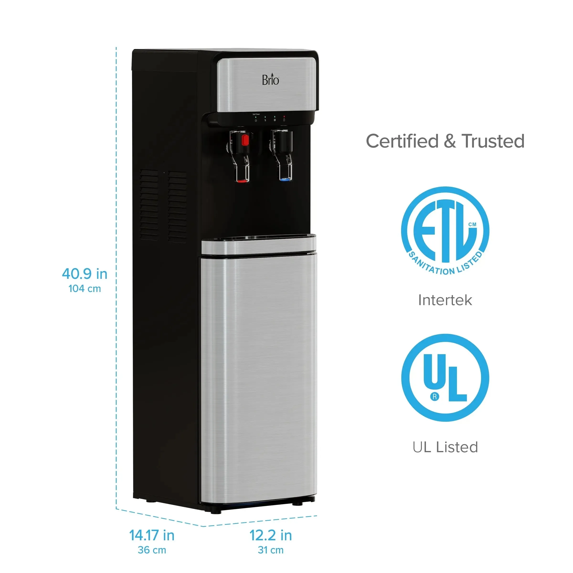 Brio Bottom Load Water Cooler Dispenser for 5 Gallon Bottles – Paddle Dispensing, CLBL320SCP