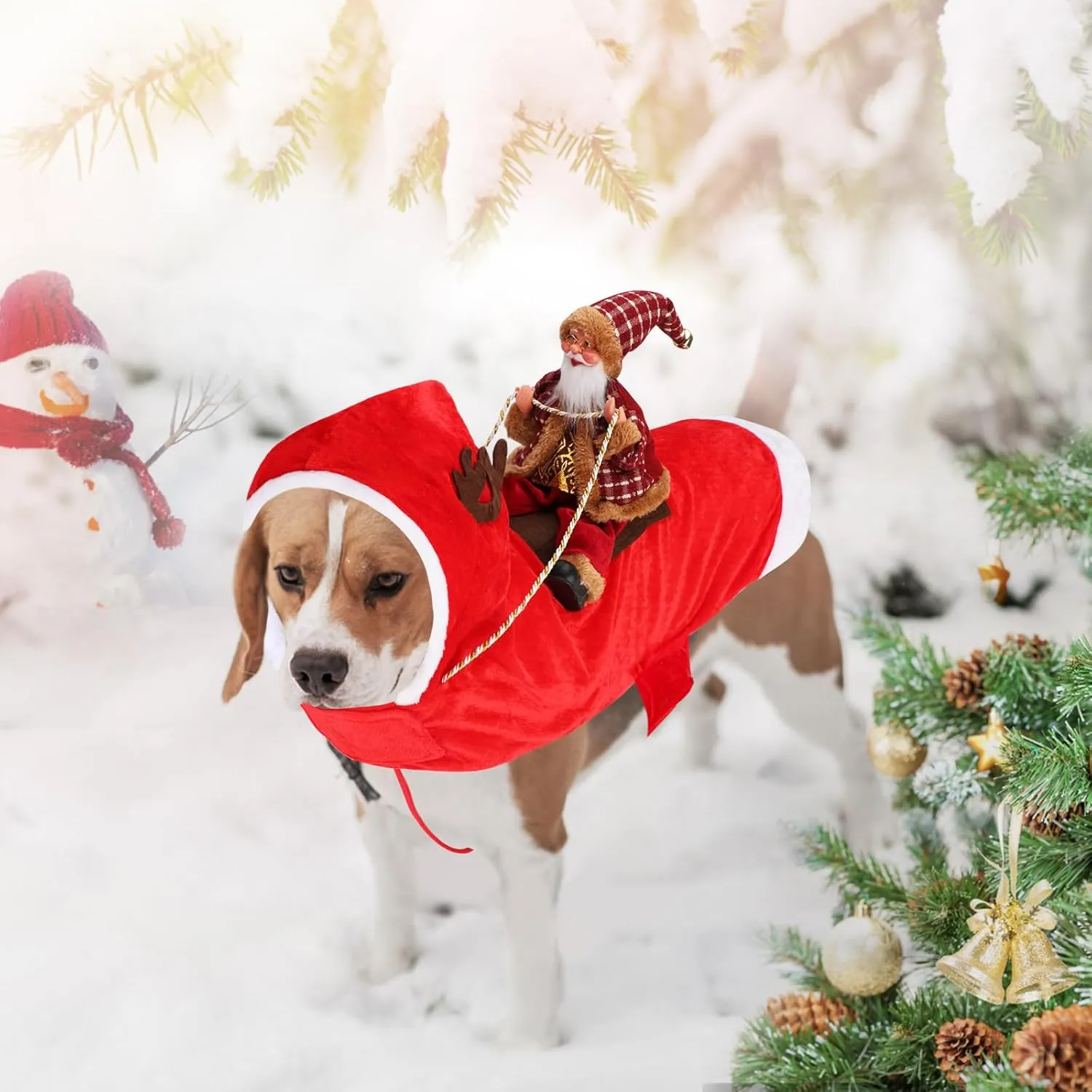 BWOGUE Santa Dog Costume Christmas Pet Clothes Santa Claus Riding Pet Cosplay Costumes Party Dressing up Dogs Cats Outfit for Small Medium Large Dogs Cats