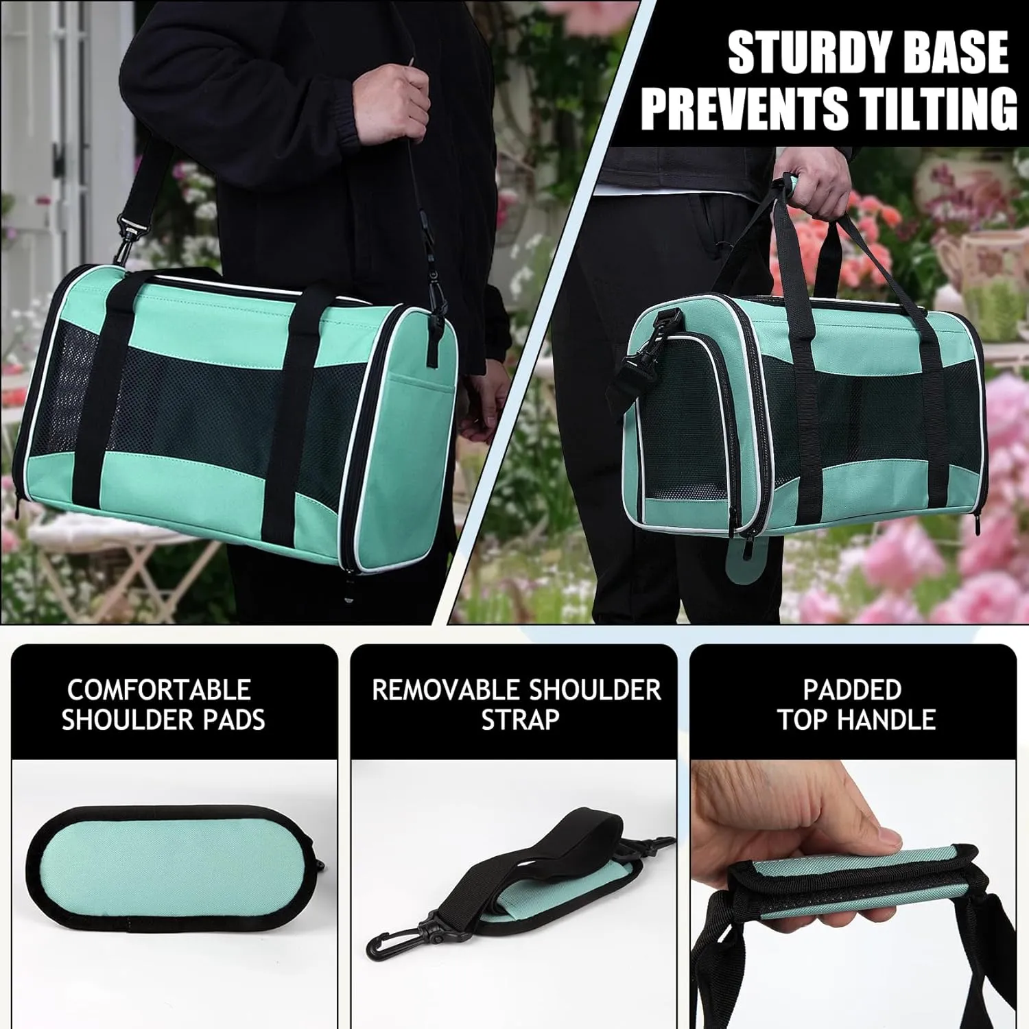 Cat Carrier Soft Sided Breathable Mesh Cat Carrier Airline Approved Dog Carrier Pet Carrier for Pets up to 15 Lbs Portable Dog Travel Carrier with Soft Pad for Small Medium Pets Puppies 17 * 11 * 11