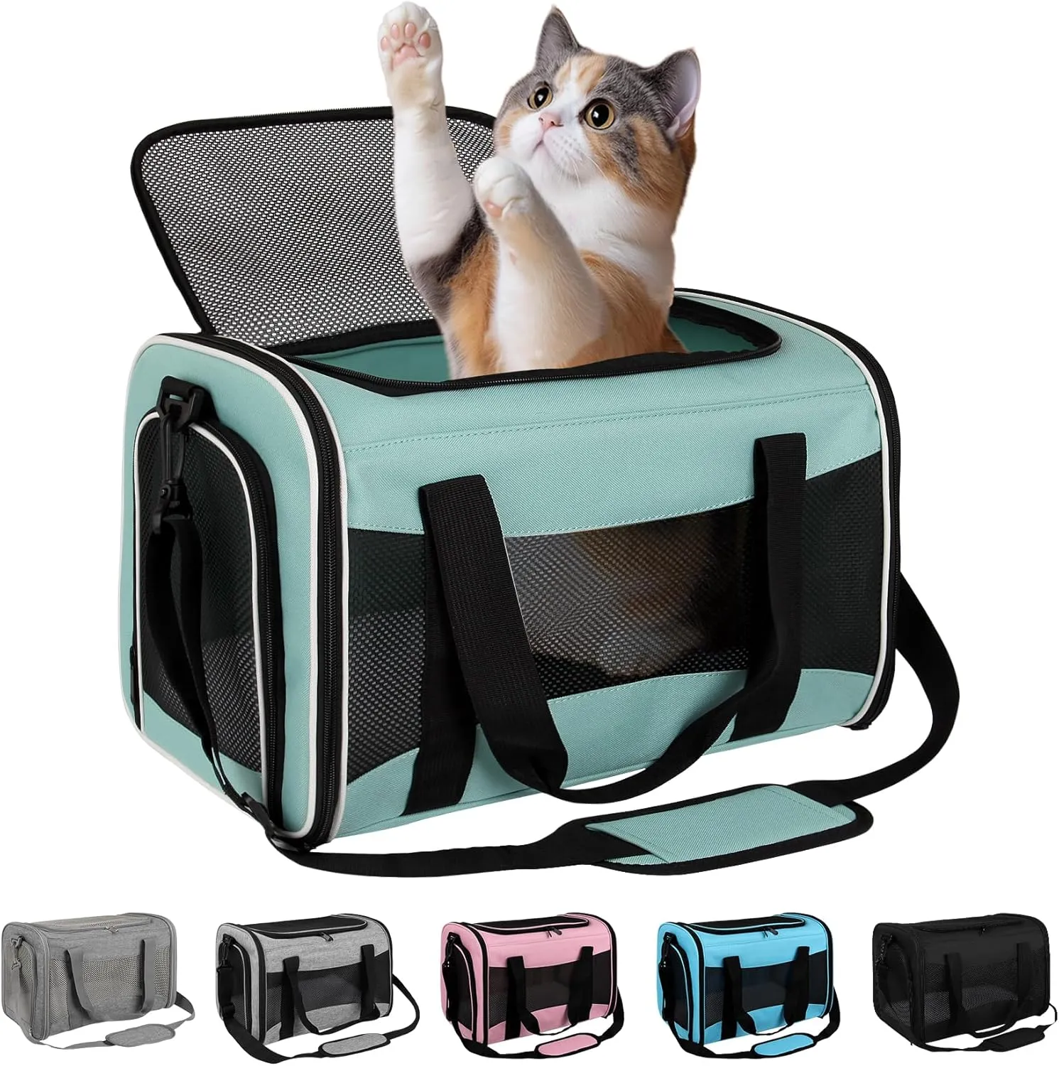 Cat Carrier Soft Sided Breathable Mesh Cat Carrier Airline Approved Dog Carrier Pet Carrier for Pets up to 15 Lbs Portable Dog Travel Carrier with Soft Pad for Small Medium Pets Puppies 17 * 11 * 11