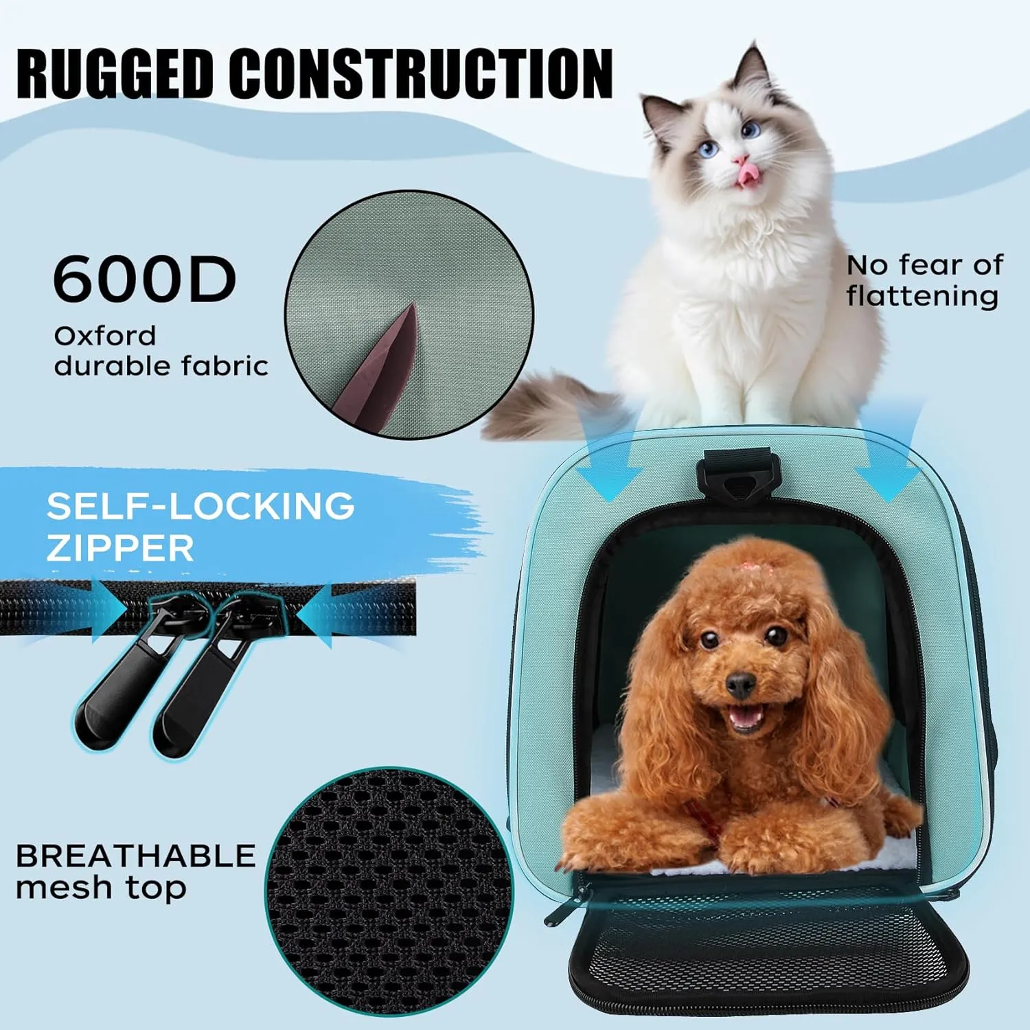 Cat Carrier Soft Sided Breathable Mesh Cat Carrier Airline Approved Dog Carrier Pet Carrier for Pets up to 15 Lbs Portable Dog Travel Carrier with Soft Pad for Small Medium Pets Puppies 17 * 11 * 11