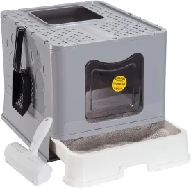 Cat Litter Box - Enclosed Kitty Litter Box with Lid, Large, Sifting, Hidden, and High-Sided Litterbox for Cats & Kittens and Pet Hair Remover