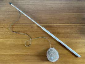 Cat Toy with Natural Fur Pom | Birch Wood Rod | Teaser & Exerciser Wand for Kitten | Fluffy Fur Ball | Interactive | Soft Safe | Feather-Like Real | Mouse Like Pelt | Handcrafted in the USA | 1 Pack