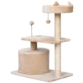 Cats 3-Tier Sisal Rope Scratching Post w/ Toys Beige