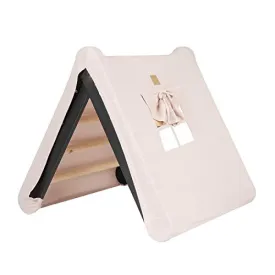 Climbing Triangle House with Foldable 59x61cm Indoor Climbing Frame for Toddler Room, Linen, Cotton (Black/Pink)
