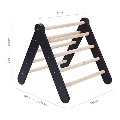 Climbing Triangle House with Foldable 59x61cm Indoor Climbing Frame for Toddler Room, Linen, Cotton (Black/Pink)