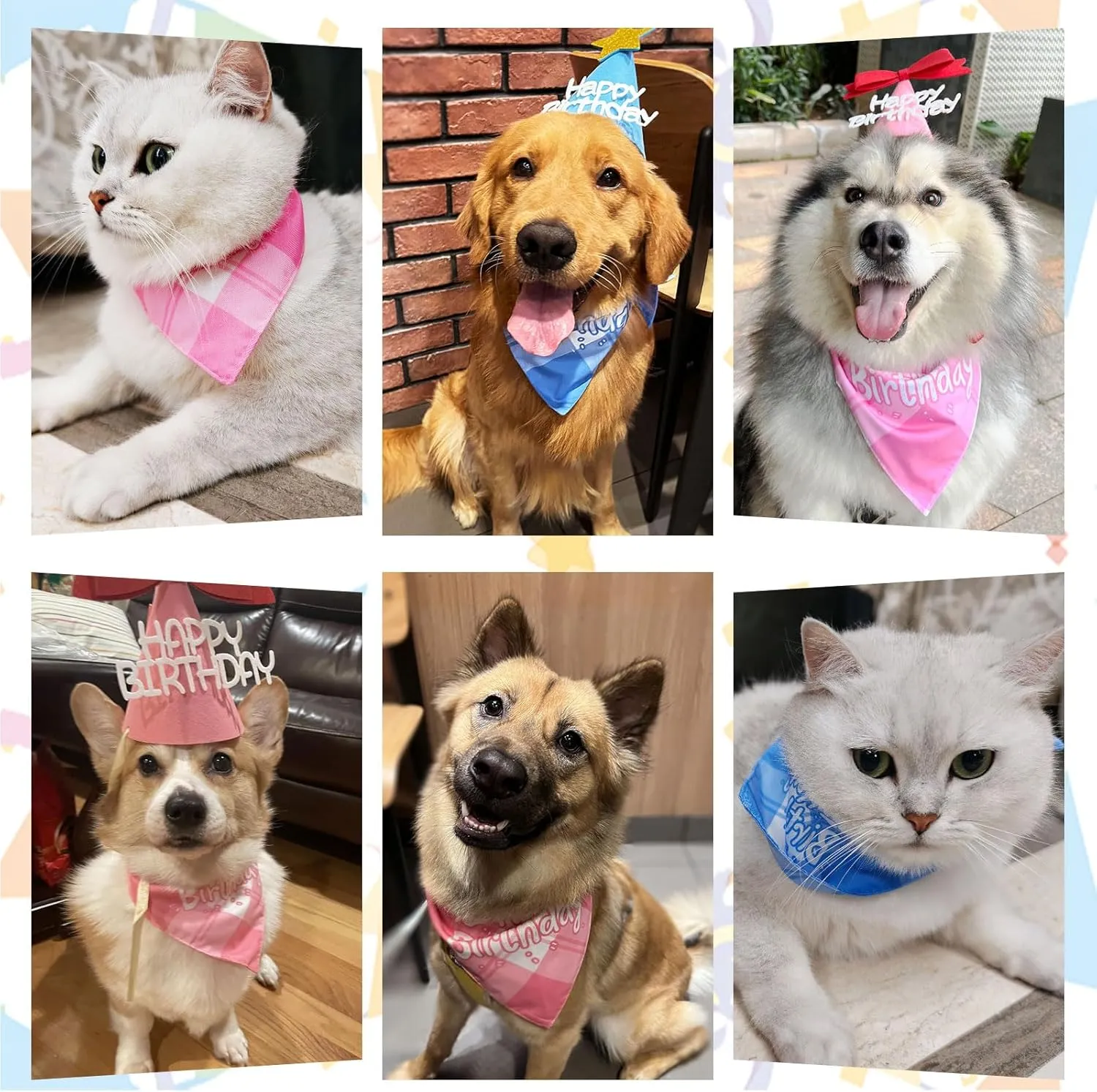 Dog Birthday Party Decoration, Pet Birthday Bandana Set - Includes Birthday Hat & Banner, Multi Size Offered, Dog Birthday Party Supplies for Puppy, Small & Large Dogs, Girl Pet (Pink,XS)