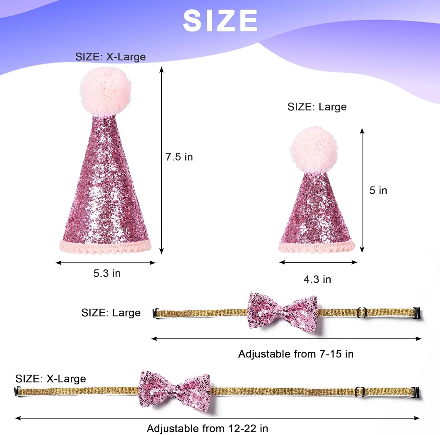 Dog Birthday Party Supplies, Dog Birthday Decorations with Birthday Girl Dog Bandanas/Dog Cat Birthday Hat/Dog Bow Tie/Collar with 0-8 Numbers, for Medium Small Dogs Pets (X-Large, Pink)