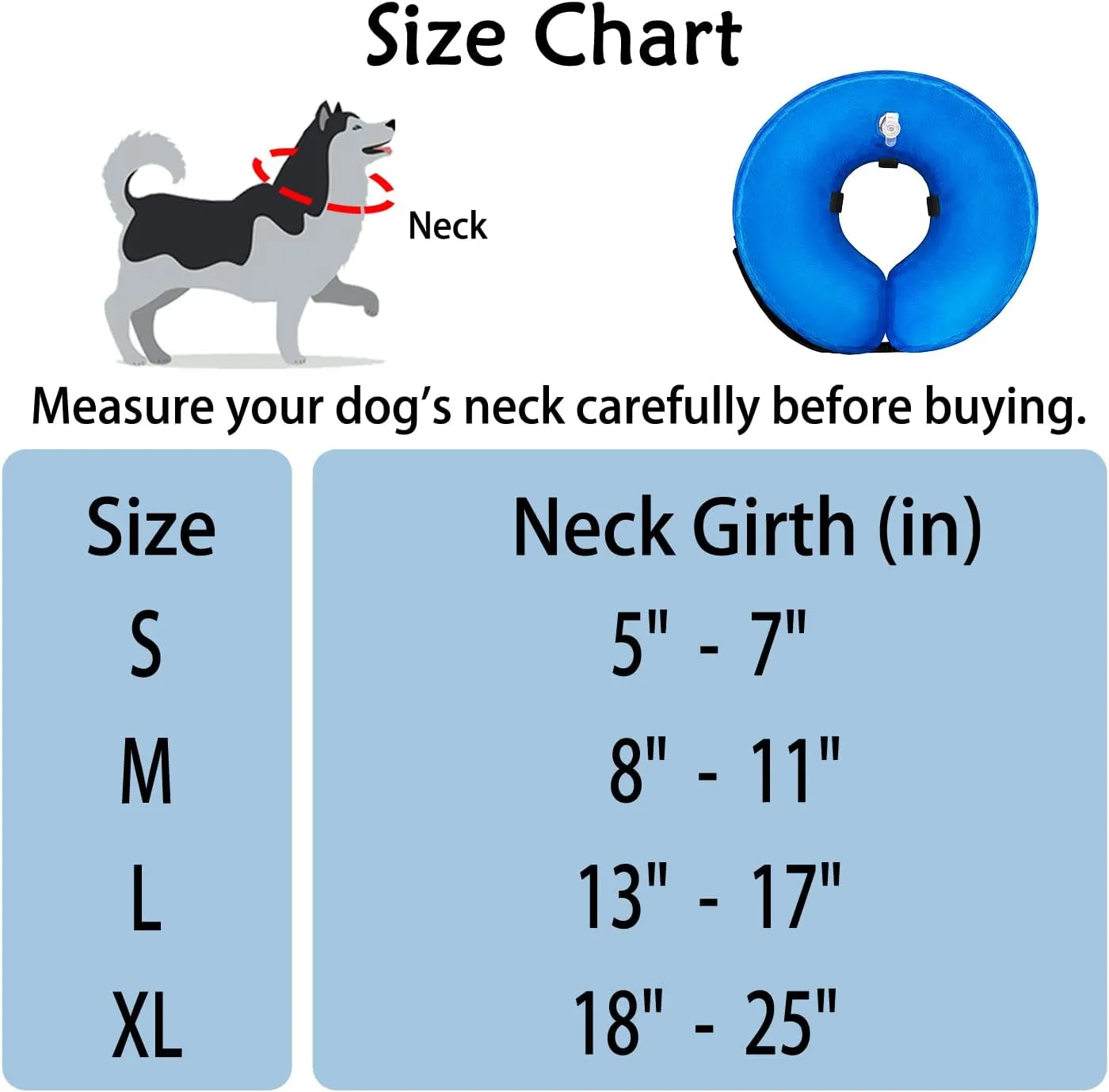 Dog Cone Collar for After Surgery - Inflatable Neck Donut, Adjustable E-Collar for Recovery, Soft Alternative, Protective Pet Cone for Small Medium Large Dogs