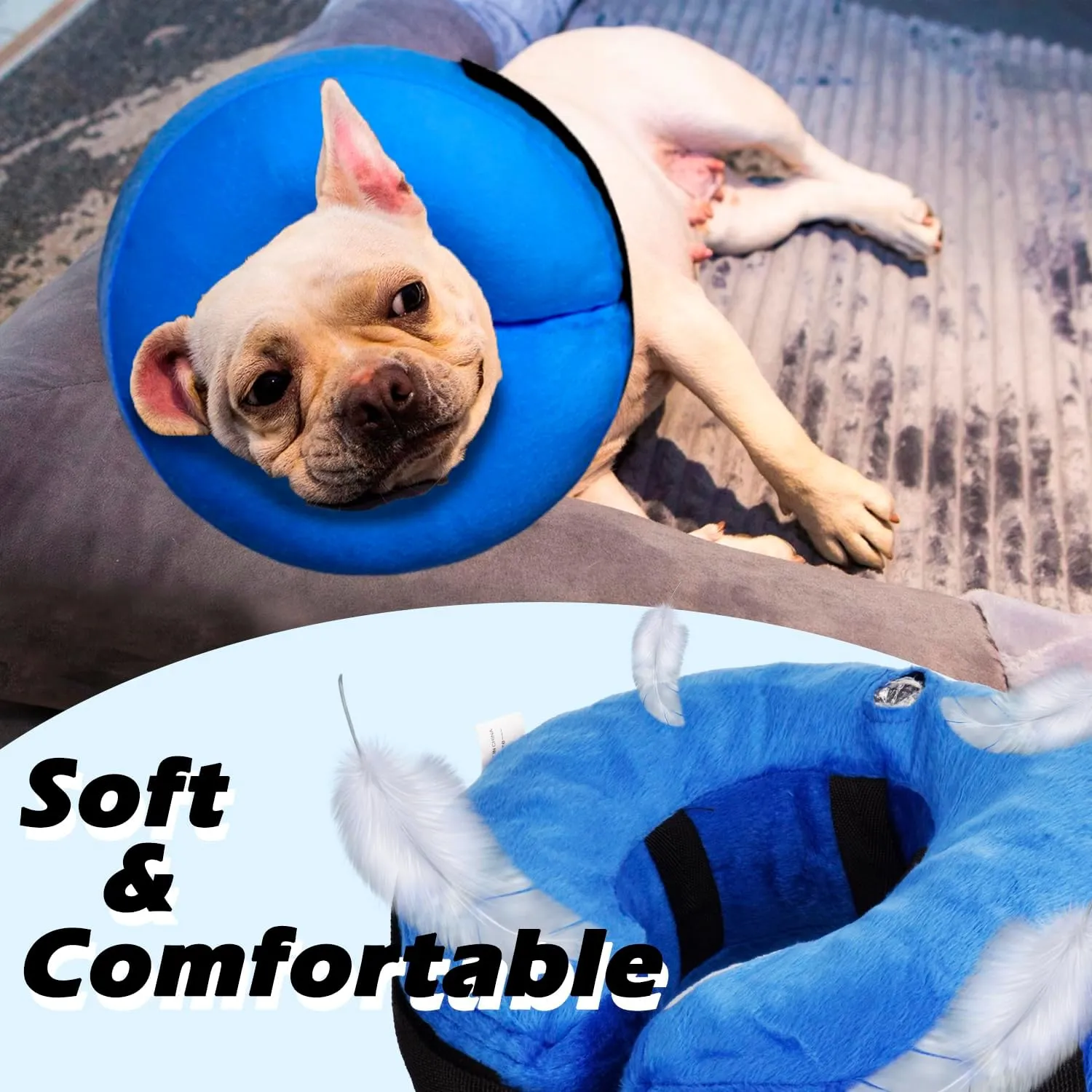 Dog Cone Collar for After Surgery - Inflatable Neck Donut, Adjustable E-Collar for Recovery, Soft Alternative, Protective Pet Cone for Small Medium Large Dogs