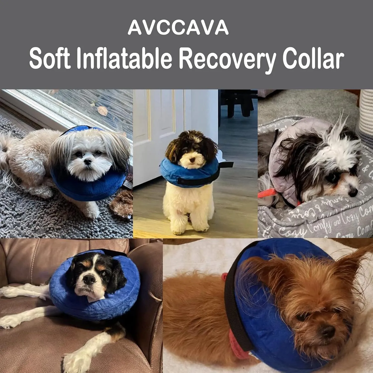 Dog Cone Collar for After Surgery - Inflatable Neck Donut, Adjustable E-Collar for Recovery, Soft Alternative, Protective Pet Cone for Small Medium Large Dogs