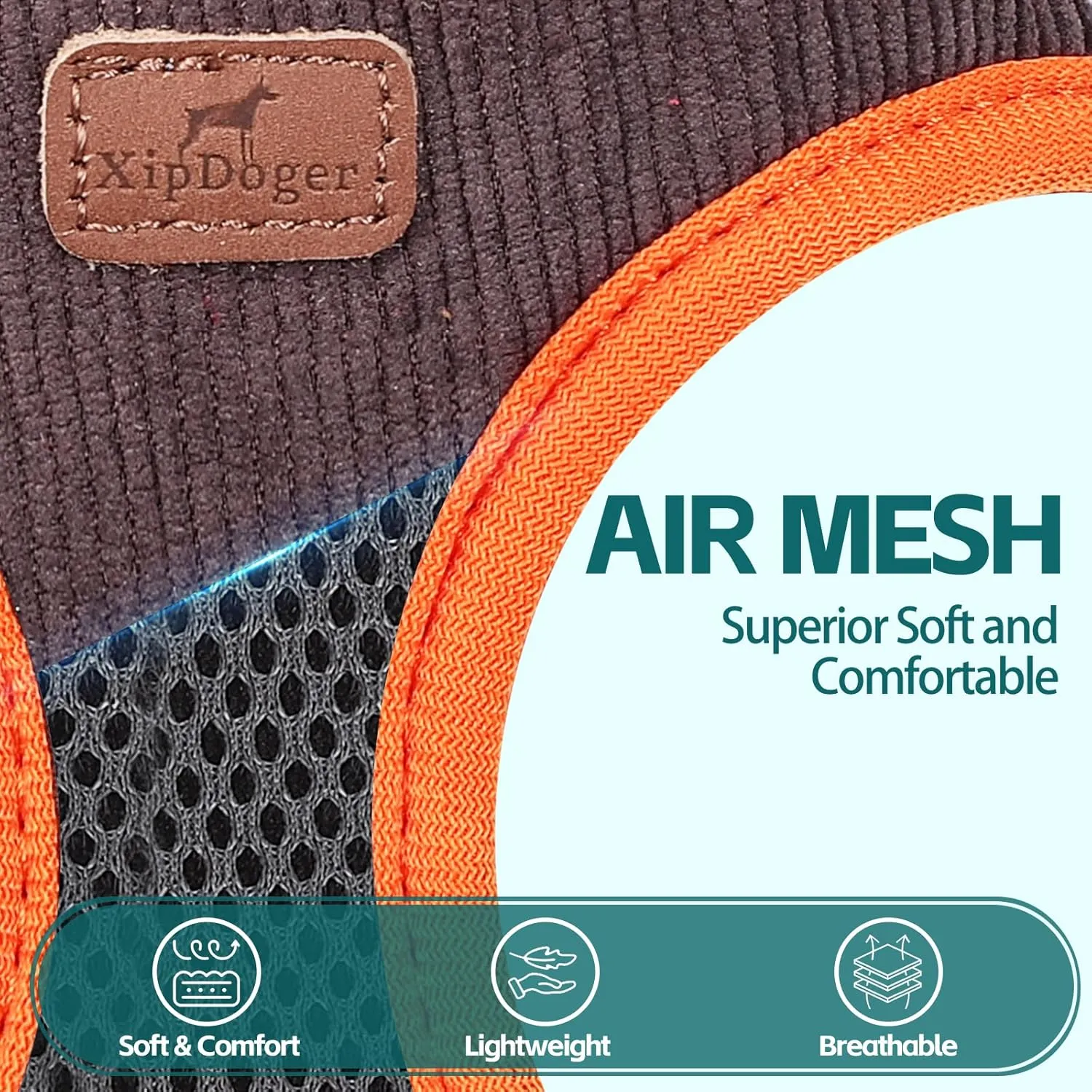 Dog Harness with Multifunction Dog Leash,No Pull Reflective Step-in Harness for Soft Adjustable No Choke Escape Proof,Easy Walk Dog Harness for Medium Dogs (Orange&Dark Grey, M)