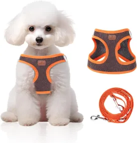 Dog Harness with Multifunction Dog Leash,No Pull Reflective Step-in Harness for Soft Adjustable No Choke Escape Proof,Easy Walk Dog Harness for Medium Dogs (Orange&Dark Grey, M)