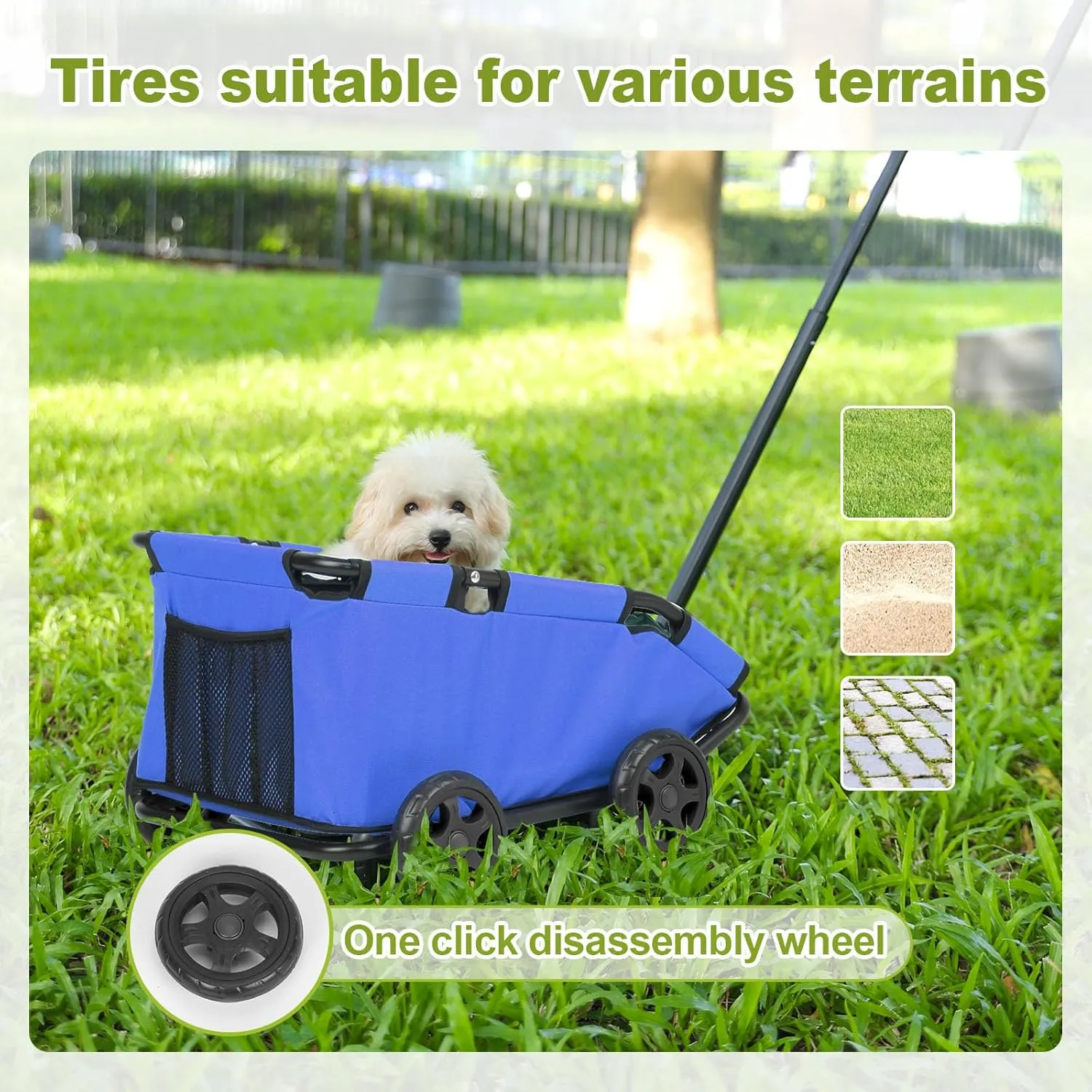 Dog Stroller 4 Wheels Folding Dog Cart Pet Stroller for Travelling Shopping Walking Playing for Small Dogs Cats (Blue)
