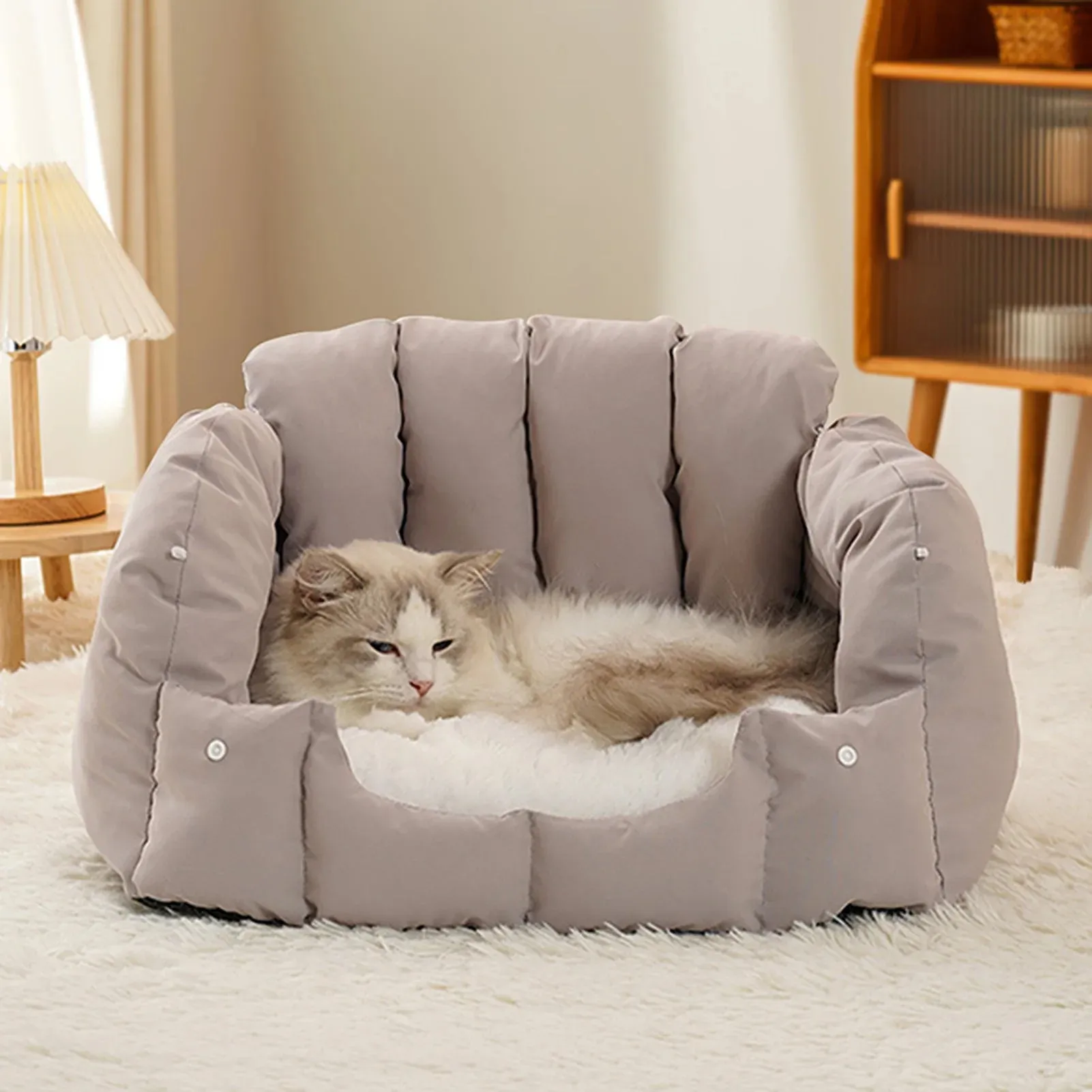 Dual purpose arched fully enclosed and warm, soft and comfortable bed For Cats