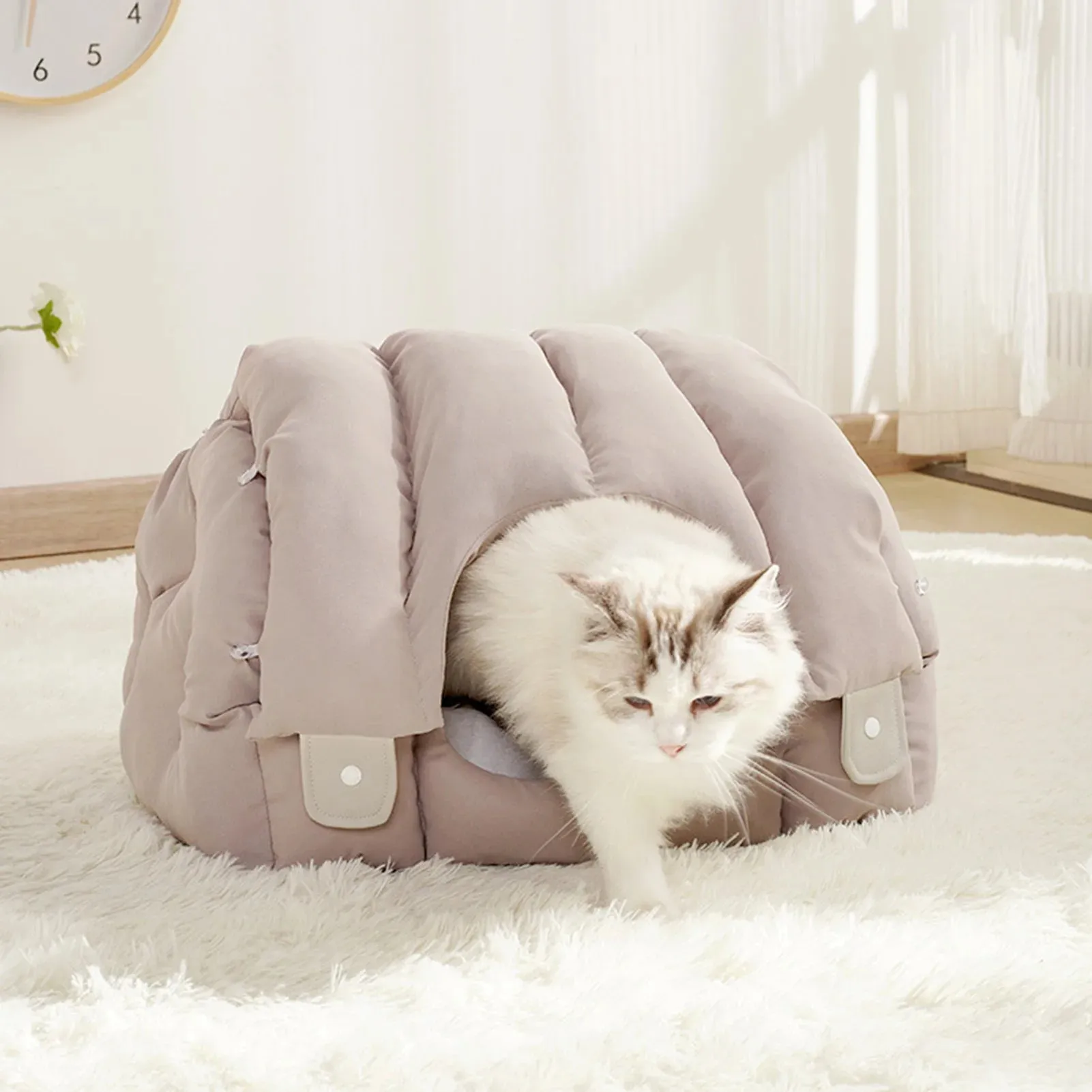 Dual purpose arched fully enclosed and warm, soft and comfortable bed For Cats