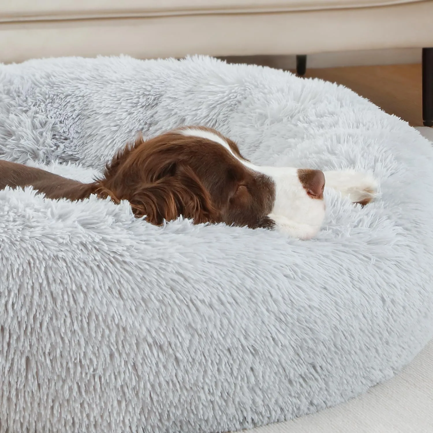 ELSKER&HOME Calming Dog Bed,Donut Washable Warming Soft Round 30 inches Dog Beds for Medium Dogs,Anti-Anxiety Fluffy Plush Cushion Bed Fits up to 45 lbs Pets