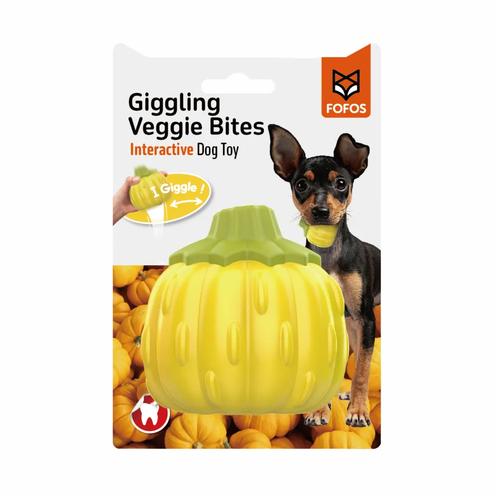 Fofos Giggling Vegi Bites Pumpkin Squeaky Chew Toy for Dogs