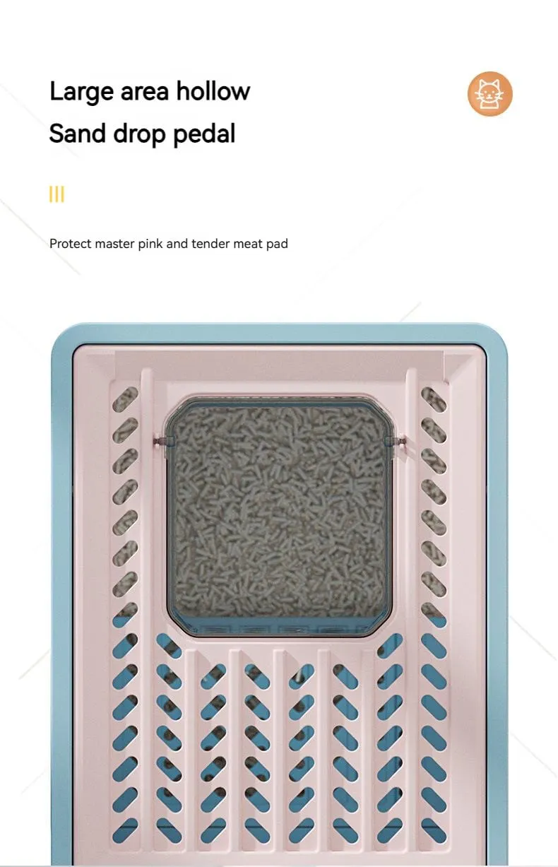 Foldable Cat Litter Box With Lid Kitty Toilet Top Entry Enclosed Cat Potty Anti/Splashing Covered Drawer Type Pet Litter Pan with Cats Litter Scoop