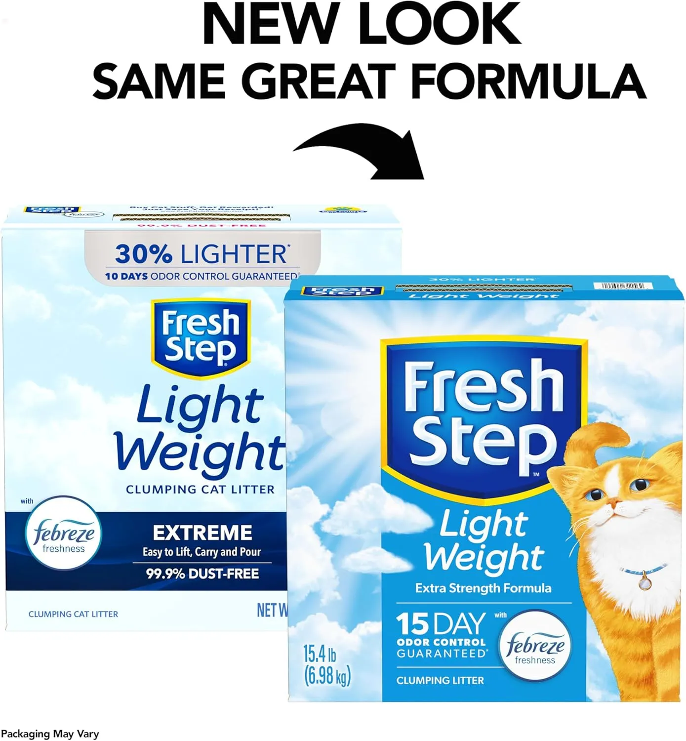 Fresh Step Light Weight Clumping Litter, Extra Strength Formula With Febreze Freshness, 15.4 lb. Box