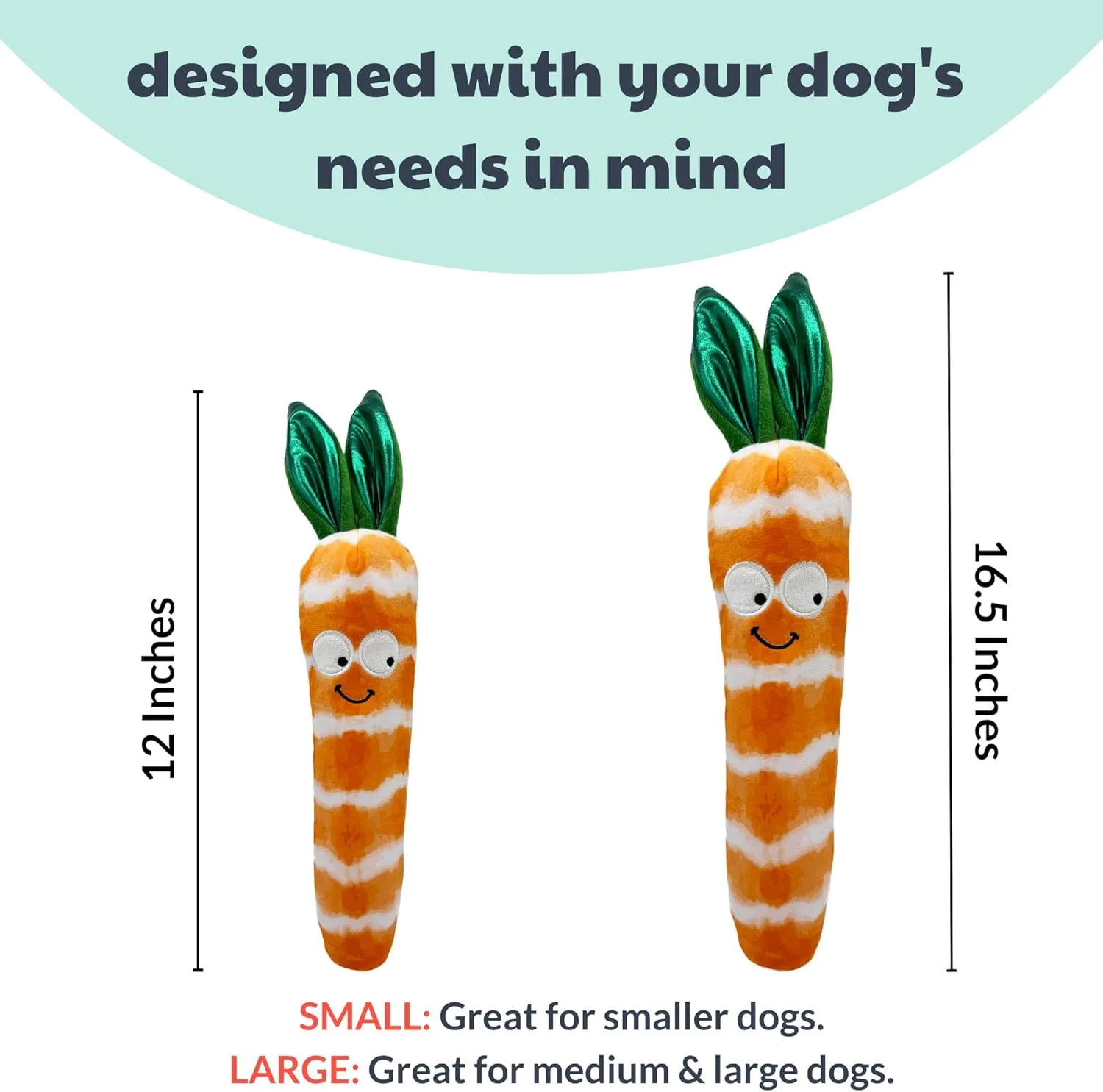 Huxley & Kent for Dogs - Sweet Carrot (Large) - Easter Spring Power Plush Funny Dog Toy with Squeaker - Funny Dog Toy - H&K Squeaky
