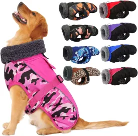 IECOii Extra Warm Dog Coat Reflective Adjustable Dog Jacket Dog Winter Coat with Buckle Fleece Turtleneck Dog Jacket for Cold Weather Soft Winter Coat for Small Medium Extra Large Dogs