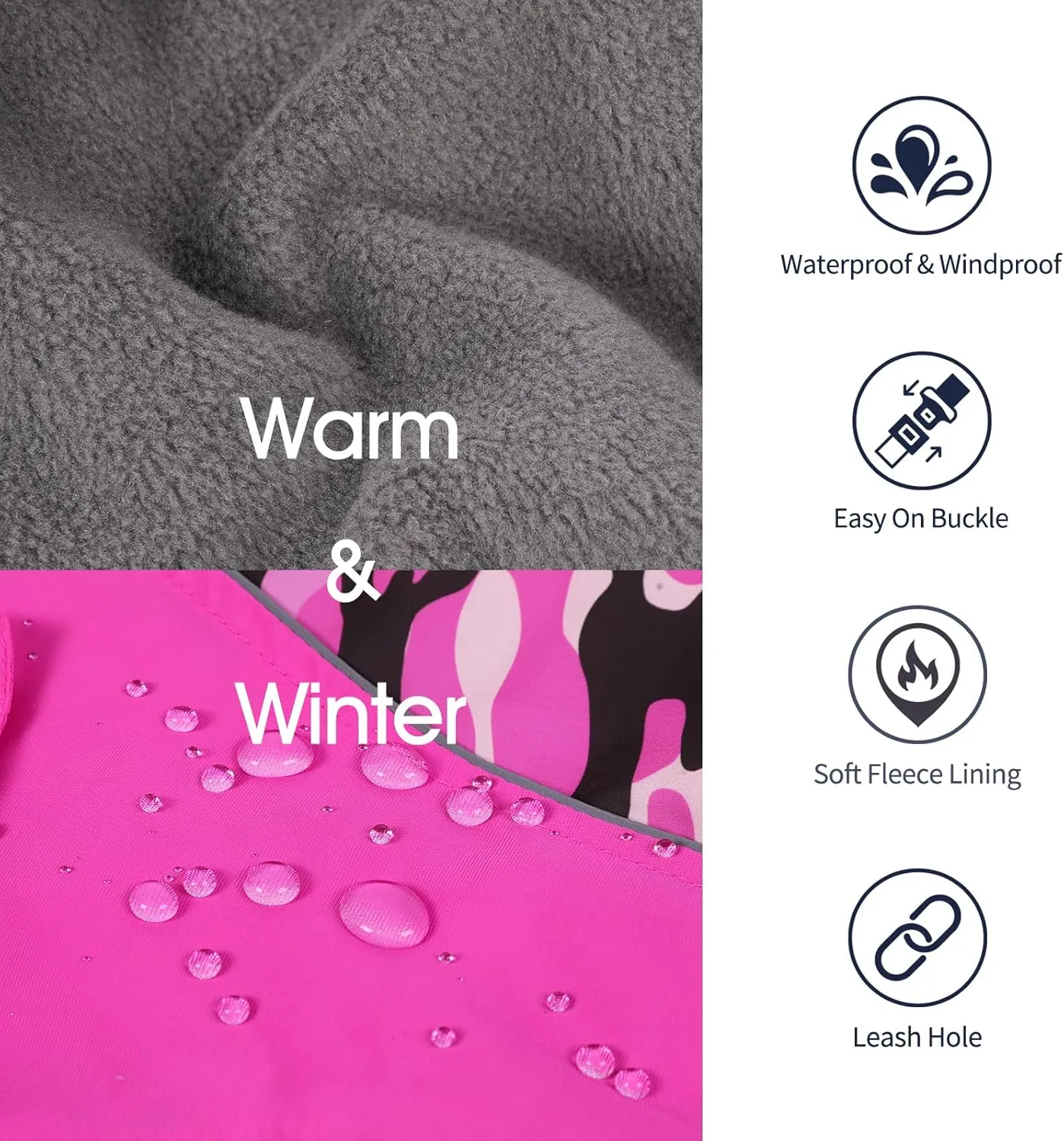 IECOii Extra Warm Dog Coat Reflective Adjustable Dog Jacket Dog Winter Coat with Buckle Fleece Turtleneck Dog Jacket for Cold Weather Soft Winter Coat for Small Medium Extra Large Dogs