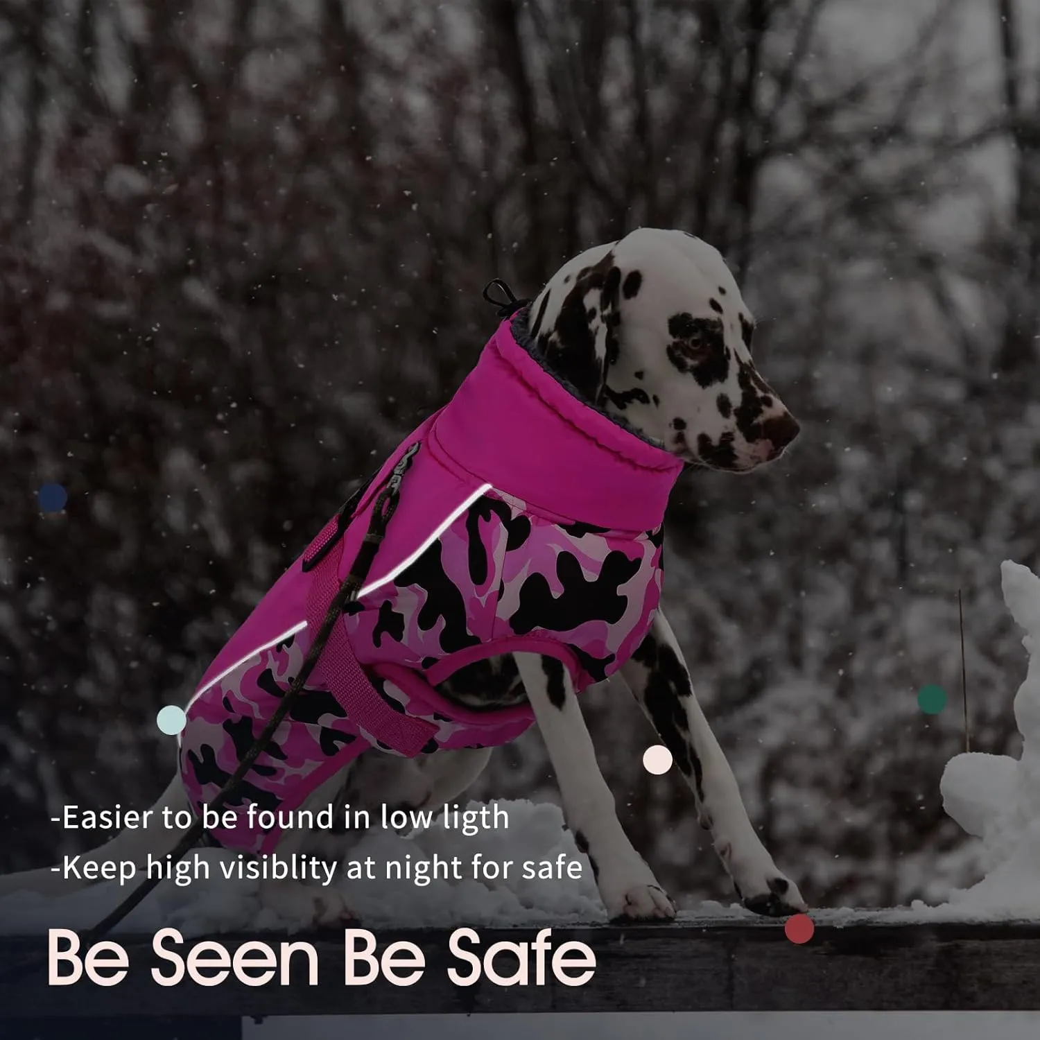 IECOii Extra Warm Dog Coat Reflective Adjustable Dog Jacket Dog Winter Coat with Buckle Fleece Turtleneck Dog Jacket for Cold Weather Soft Winter Coat for Small Medium Extra Large Dogs