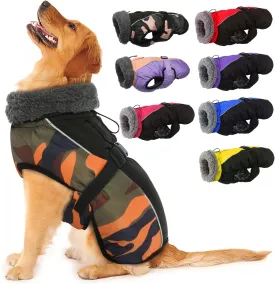 IECOii Warm Reflective Dog Jacket - Adjustable Fleece Turtleneck Dog Coat for Cold Weather - Sizes XS-XL