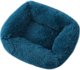 La La Pet Donut Dog Cat Bed Cozy Cave Pet Bed Burrow Dog Bed Calming Cuddler Self-Warming Pet Bed Soft Plush Pet Cushion Improved Sleep for Cats Small Medium Dogs Blue S