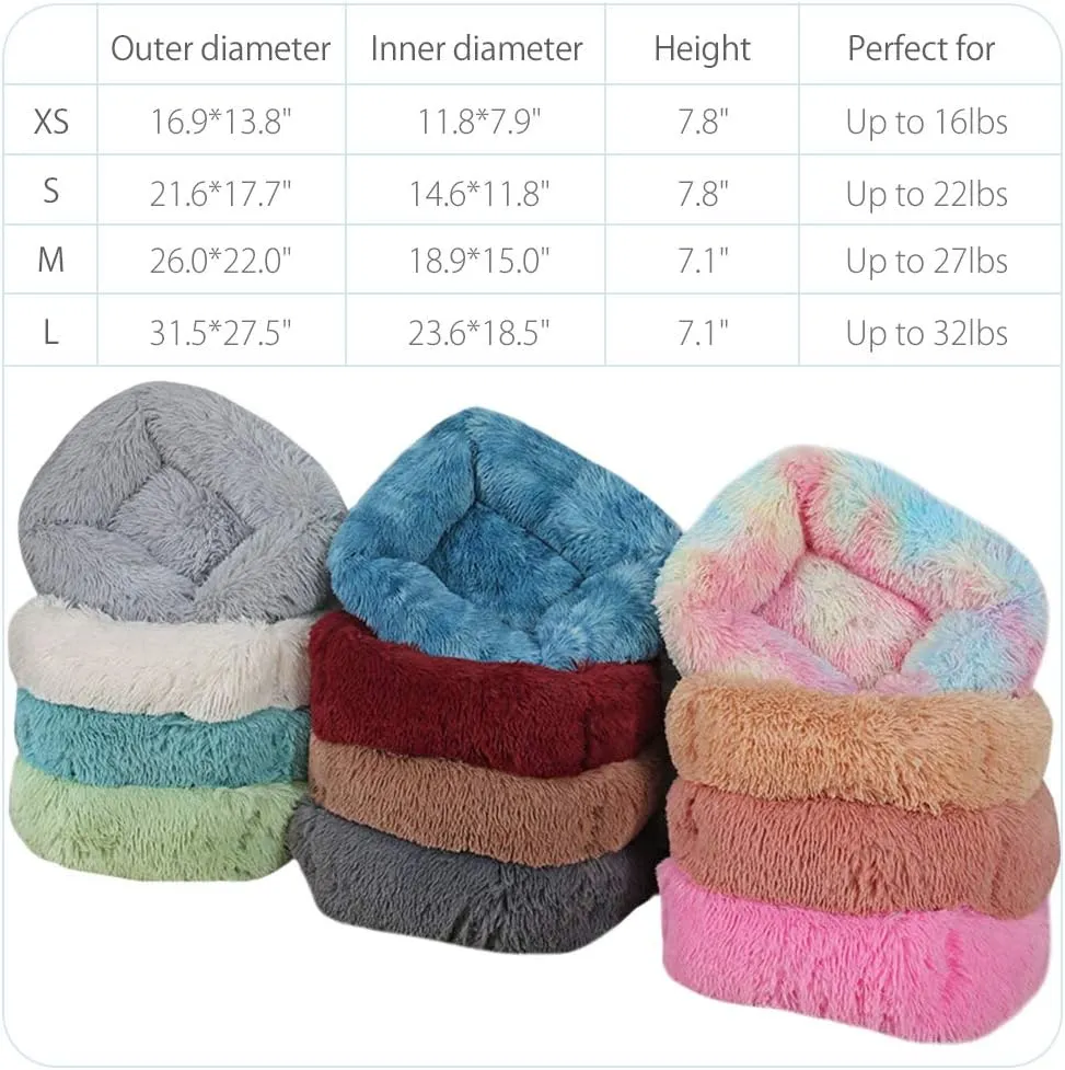 La La Pet Donut Dog Cat Bed Cozy Cave Pet Bed Burrow Dog Bed Calming Cuddler Self-Warming Pet Bed Soft Plush Pet Cushion Improved Sleep for Cats Small Medium Dogs Blue S