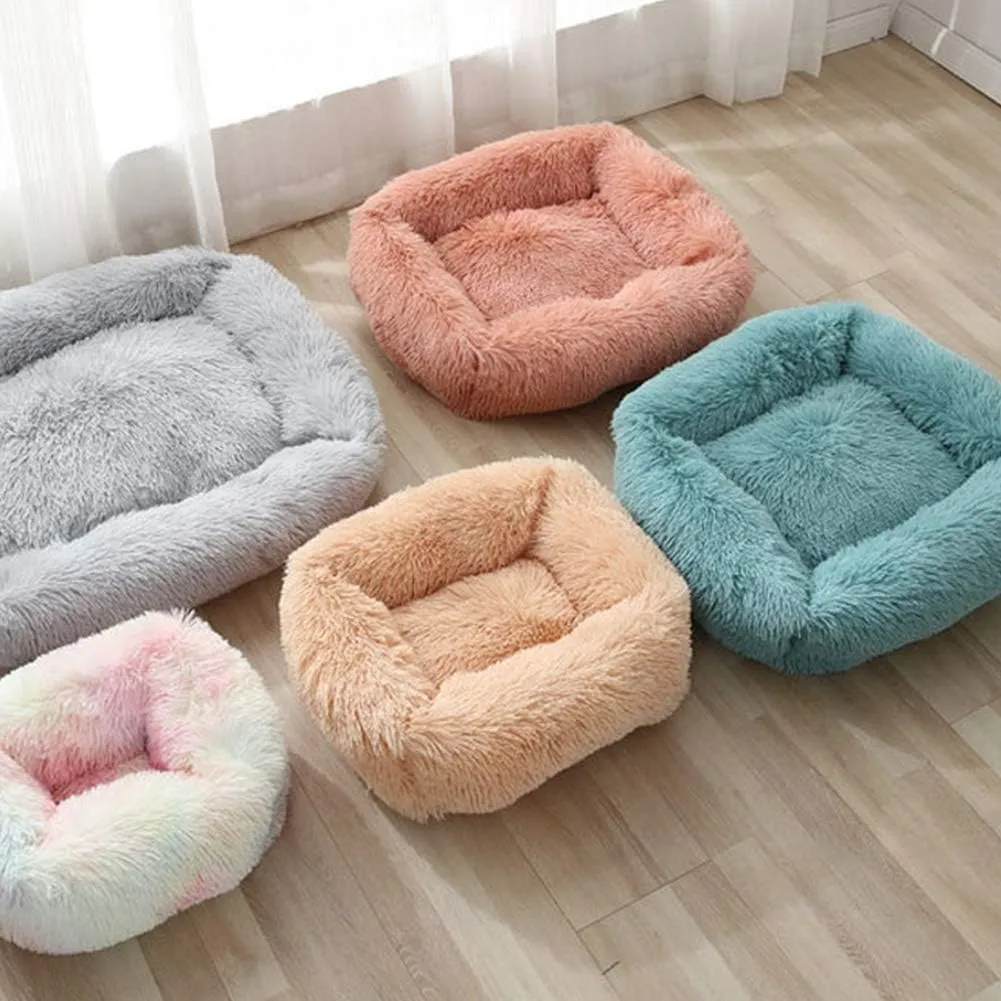 La La Pet Donut Dog Cat Bed Cozy Cave Pet Bed Burrow Dog Bed Calming Cuddler Self-Warming Pet Bed Soft Plush Pet Cushion Improved Sleep for Cats Small Medium Dogs Blue S