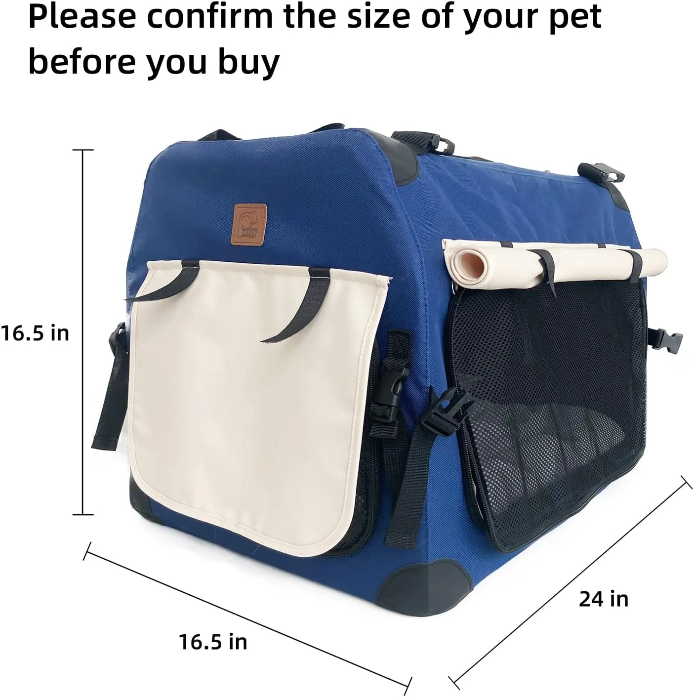 Large Cat Carrier 24x16.5x16.5in Soft-Sided Portable Folding Small Medium Dog Pet Carrier, with Comfortable Mat, Indoor & Outdoor Travel Collapsible Cat & Dog Crate